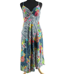 Jams World dress midi vibrant floral art to wear dress vacation eccentric sz sm